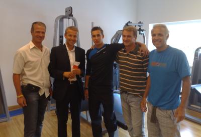 Beim Besuch im Kletterzentrum Weinburg mit den Betreibern Peter Kalteis, Walter Hable und Markus Schauer (C) StS Sport