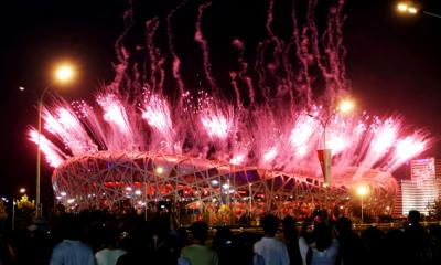 Die Eröffnungsfeier der Olympischen Sommerspiele 2008 in Peking im Nationalstadium "Vogelnest" dass 90.000 Zuschauer fasst (C) GEPA pictures / Osports