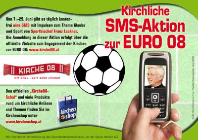Werbefolder für die SMS-Aktion der Kirche zur EURO 2008 (C) Kirche 08