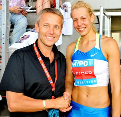 Reinhold Lopatka mit Tatyana Chernova (Russland) der Siegerin des Mehrkampf-Meetings in Götzis 2008 (C) GEPA pictures / Oliver Lerch